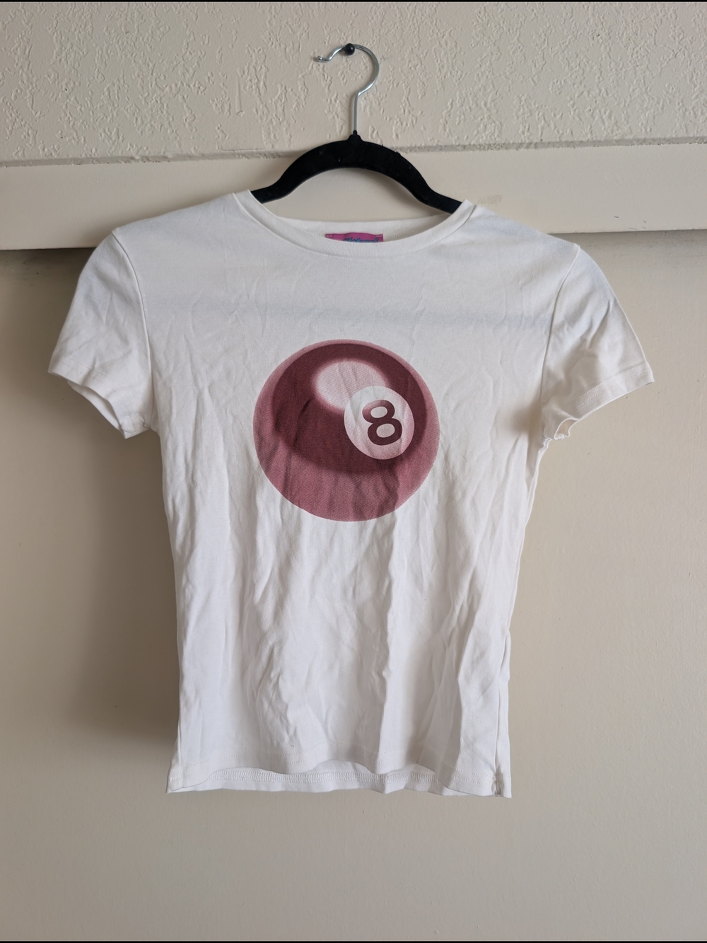 Edikted White Tee with Pink Brand Tag